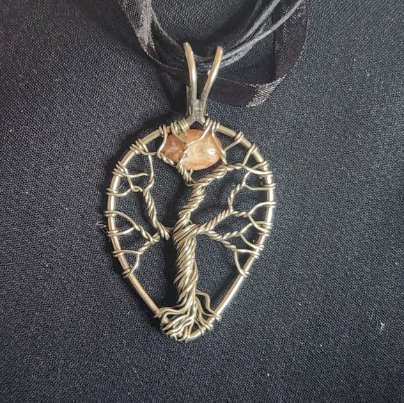 Red Sunstone Wire Wrapped Tree of Life - Picture 5 of 8